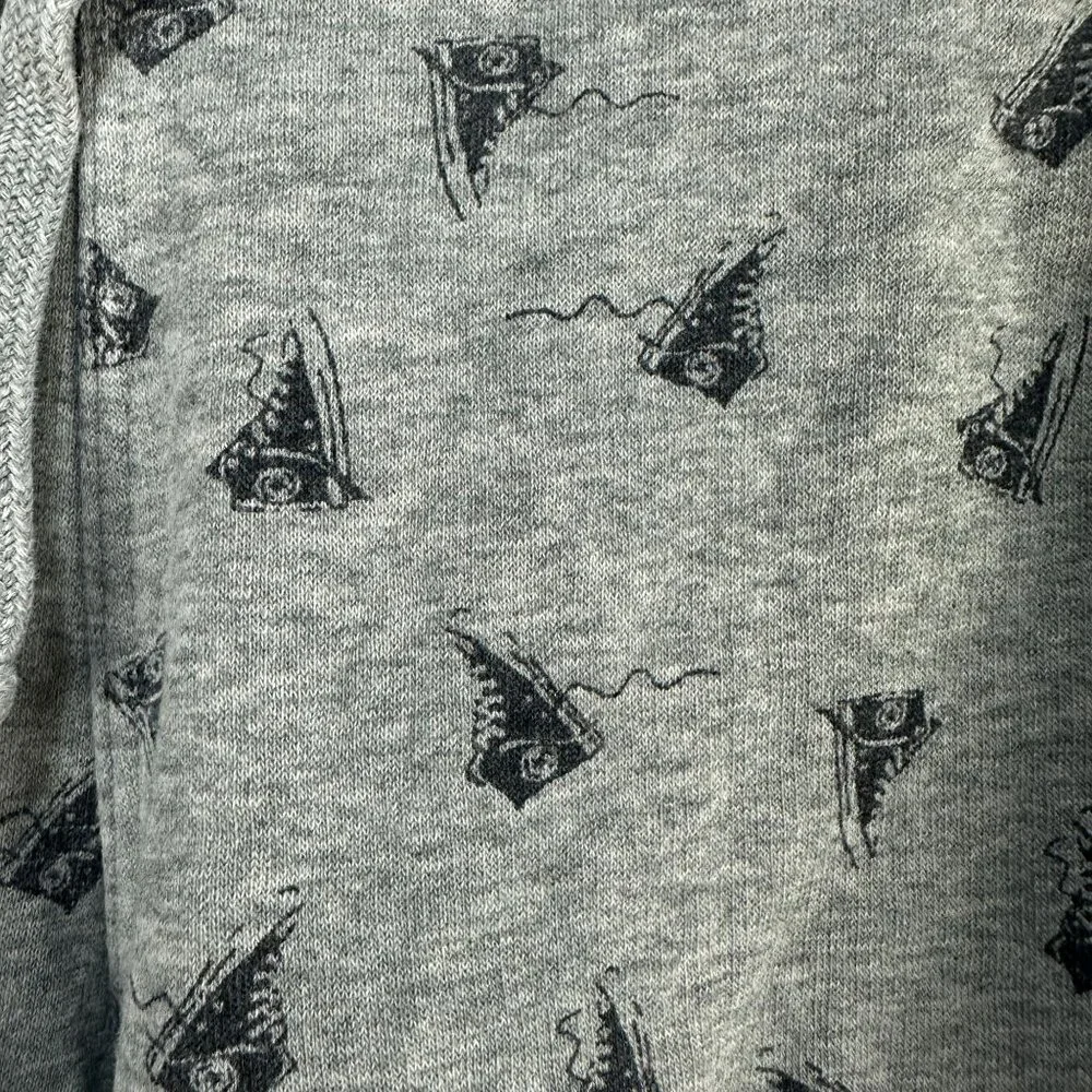 Converse All Star Men Grey Jogger Pants Drawstring Medium Black Graphic Print - Picture 2 of 8
